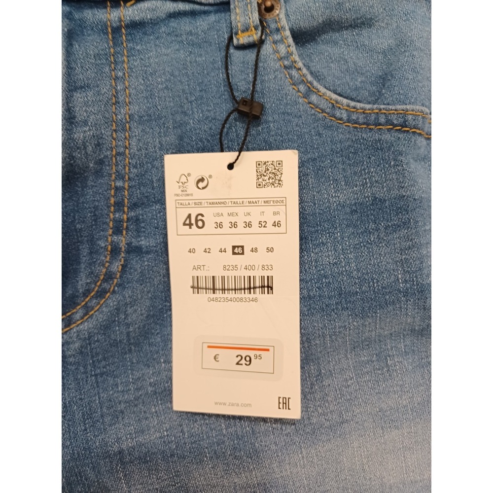 NWT Men Blue Zara Straight Fit Jeans Size 46 Regular Brand New - Picture 6 of 10
